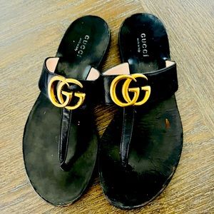 COPY - Gucci Marmont GG Leather Thong  Sandals